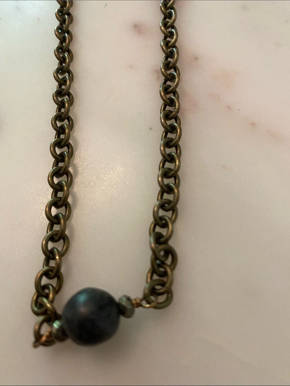 French Kande Brass Dragonfly Necklace with Black Beads - Picture 4 of 4